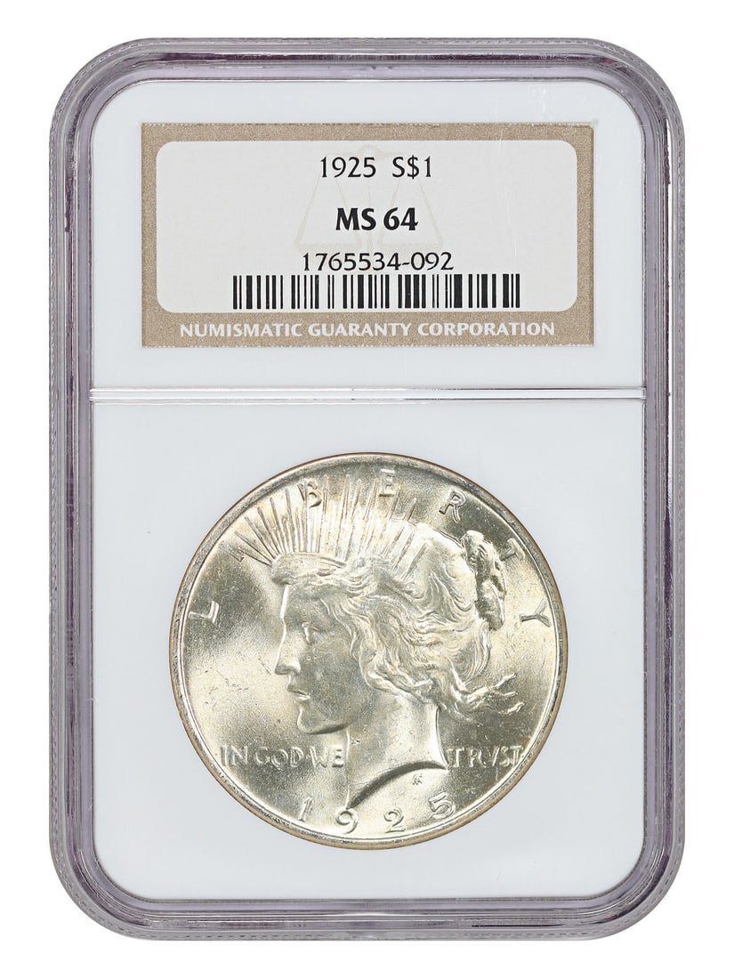 1925 Peace Dollar NGC MS64 Graded Silver Coin (1 of 4)