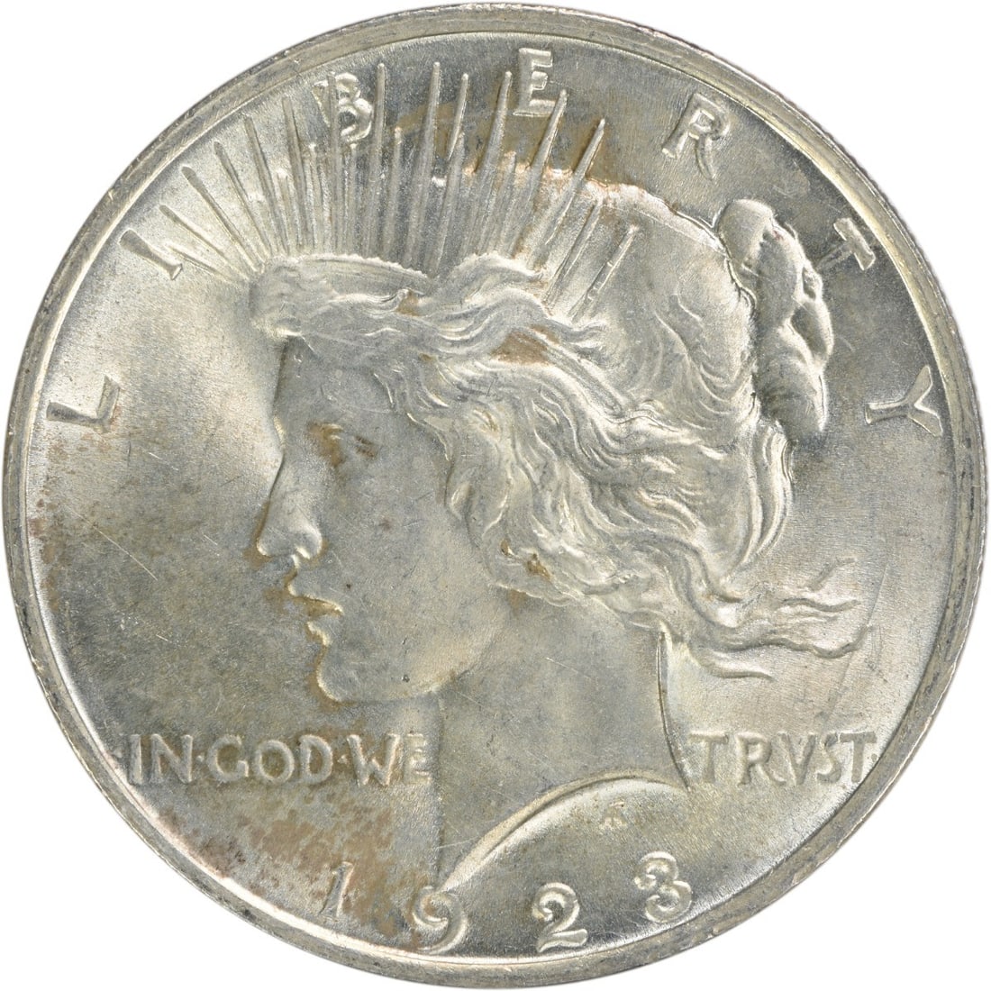 1923 Peace Silver Dollar Uncertified BU Coin: 1923 Peace Silver Dollar Uncertified BU Coin This 1923 Peace Silver Dollar is in Brilliant Uncirculated (BU) condition, showcasing its striking beauty and detail. It is an uncirculated coin from the y