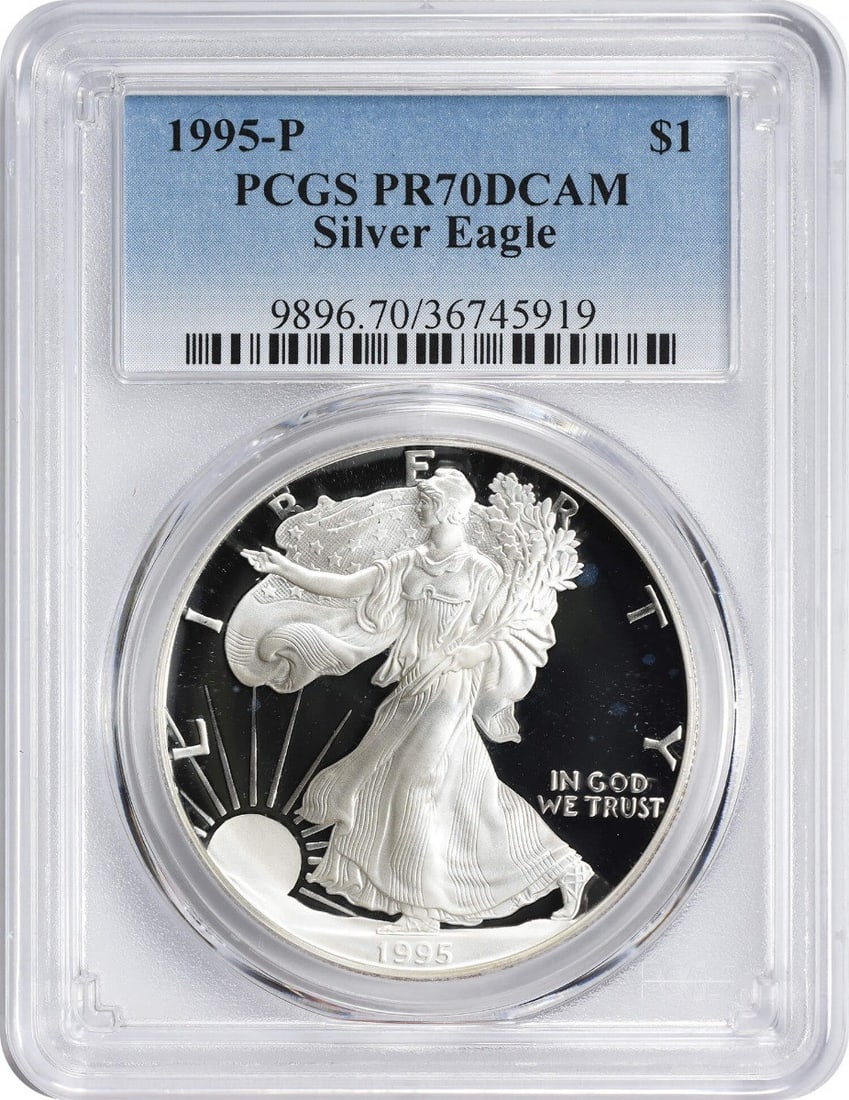 1995-P American Silver Eagle Dollar PR70DCAM PCGS Proof 1 oz Silver (1 of 2)