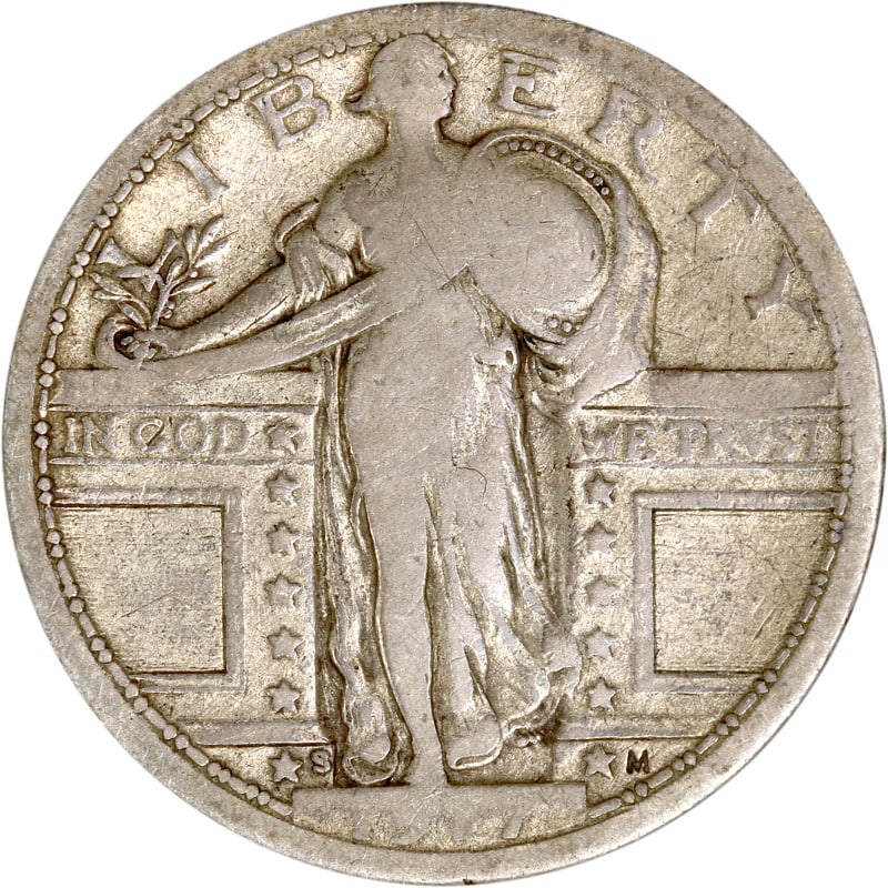 San Francisco Mint 1917 Silver Standing Liberty Type 1 Quarter Coin (1 of 2)