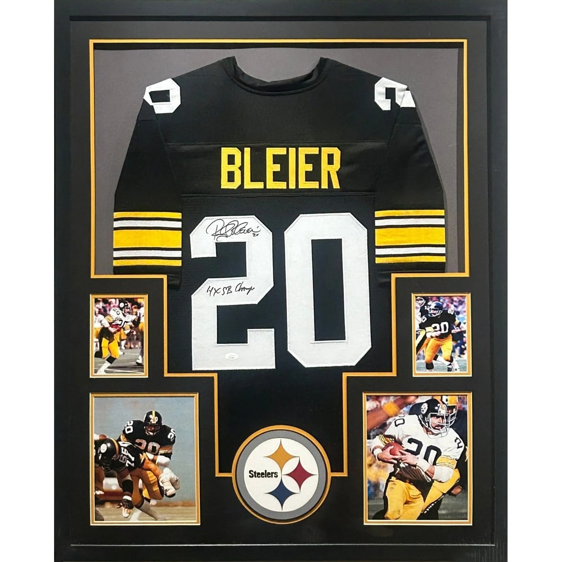 Framed Pittsburgh Steelers Jersey Signed by Rocky Bleier with Beckett Authentication: Framed Pittsburgh Steelers Jersey Signed by Rocky Bleier with Beckett Authentication This framed jersey features the authentic signature of Rocky Bleier and represents the Pittsburgh Steelers. The jer