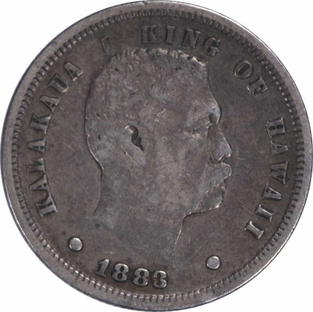 1883 Hawaiian Dime Silver VF Circulated Philadelphia Mint 250000 (1 of 2)