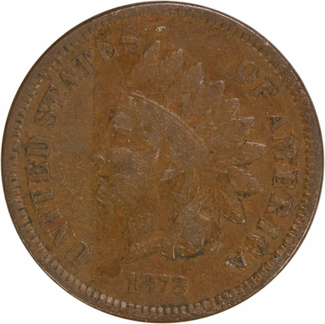 1872 Indian Head Cent F Circulated Uncertified Philadelphia Mint: 1872 Indian Head Cent F Circulated Uncertified Philadelphia Mint This 1872 Indian Cent features the iconic Indian Head design, crafted in Philadelphia. With a mintage of 4,042,000, this coin is a nota