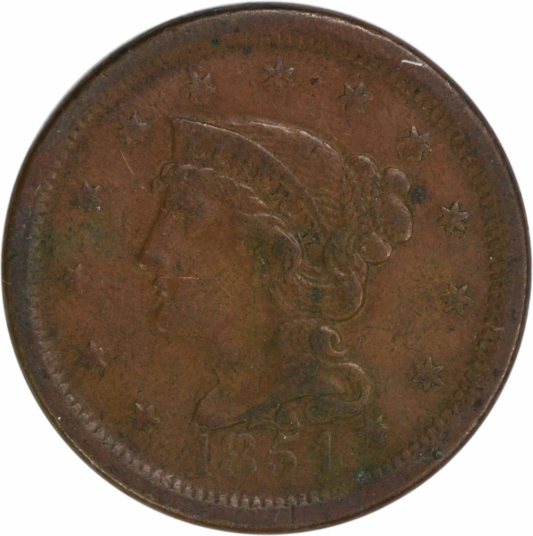 1854 Braided Hair Large Cent EF Copper Coin Philadelphia (1 of 2)