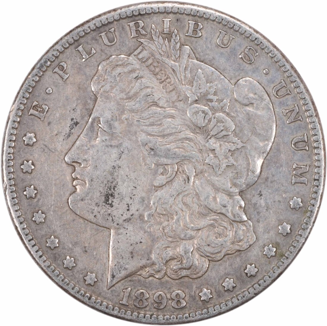 1898-S Morgan Silver Dollar XF Uncertified 90% Silver Coin: 1898-S Morgan Silver Dollar XF Uncertified 90% Silver Coin This 1898-S Morgan Silver Dollar is a remarkable piece for any collector. Graded as Extra Fine (XF), it features a striking design by George 