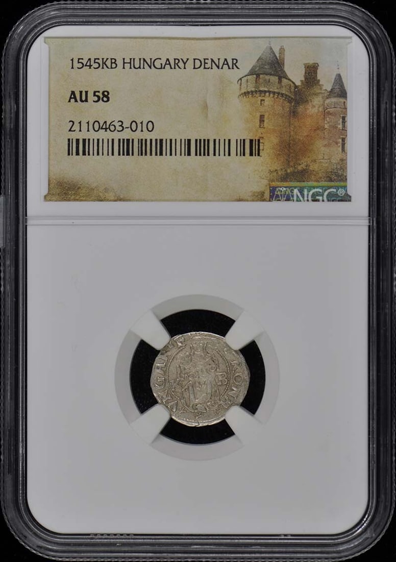 Hungary Denar Coin NGC AU58 Certified 1545KB: Hungary Denar Coin NGC AU58 Certified 1545KB This is a Hungary Denar, graded AU58 by NGC, indicating excellent preservation with some signs of circulation. The coin is pre-owned and features no specif