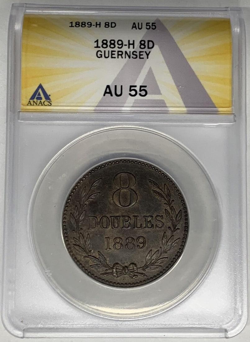 Guernsey 8 Doubles 1889-H Coin Certified ANACS AU 55 (1 of 2)