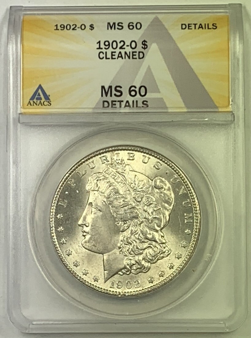 1902-O Silver Morgan Dollar ANACS Graded MS 60 Uncirculated US Coin (1 of 2)