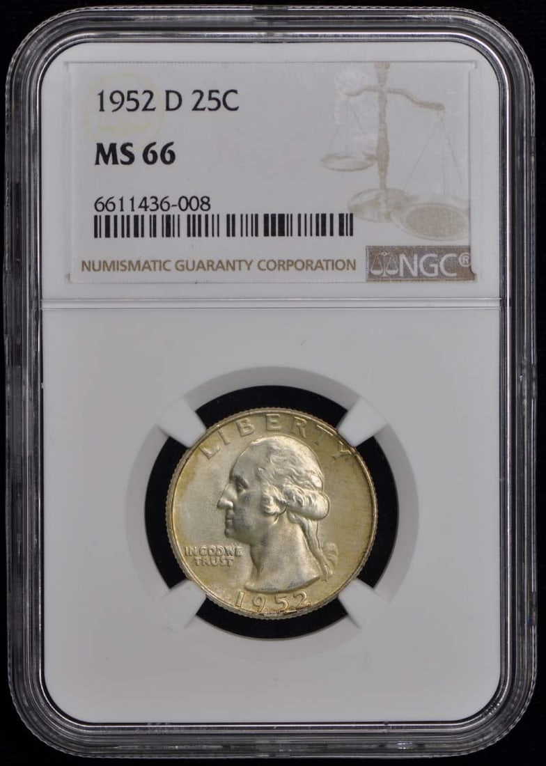 1952-D Washington Quarter 25C NGC MS66 Uncirculated Coin (1 of 2)