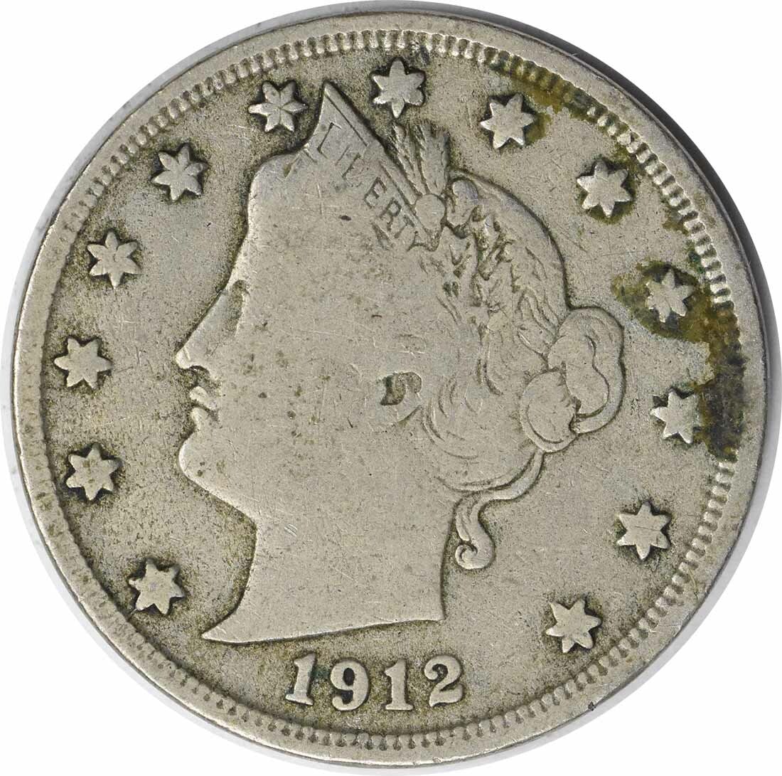 1912 San Francisco Mint Liberty Nickel Five Cent Uncertified Coin F Grade: 1912 San Francisco Mint Liberty Nickel Five Cent Uncertified Coin F Grade This is a 1912-S Liberty Nickel from the United States. The coin is circulated, uncertified, and features a grade of F (Fine).