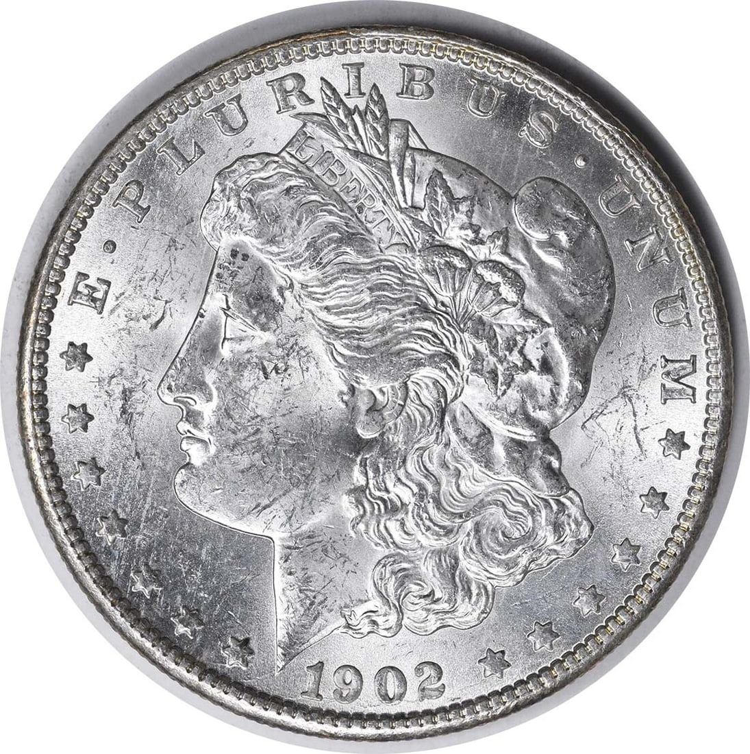 Uncirculated 1902-O Morgan Silver Dollar VAM 25 Doubled Ear Variety: Uncirculated 1902-O Morgan Silver Dollar VAM 25 Doubled Ear Variety This is a 1902-O Morgan Silver Dollar, featuring the VAM 25 variety with a doubled ear. The coin is in Brilliant Uncirculated (BU) c