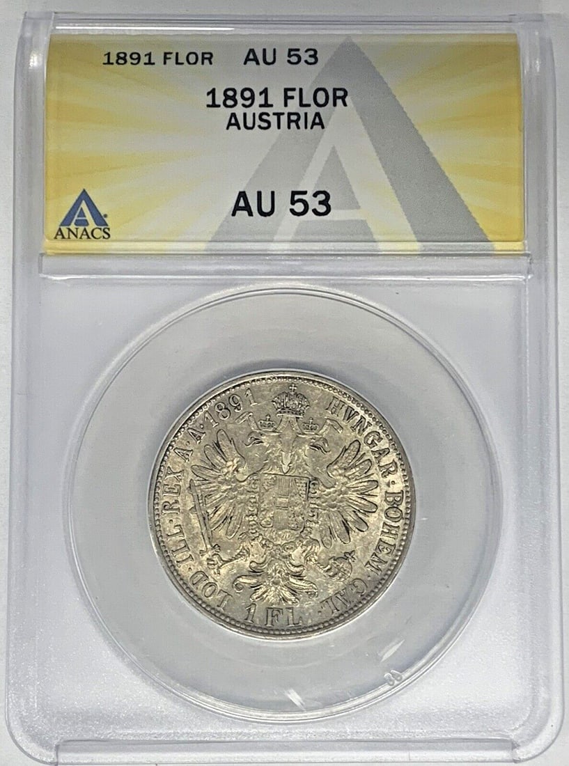 Silver 1 Florin Coin Austria 1891 Certified AU 53 by ANACS (1 of 2)