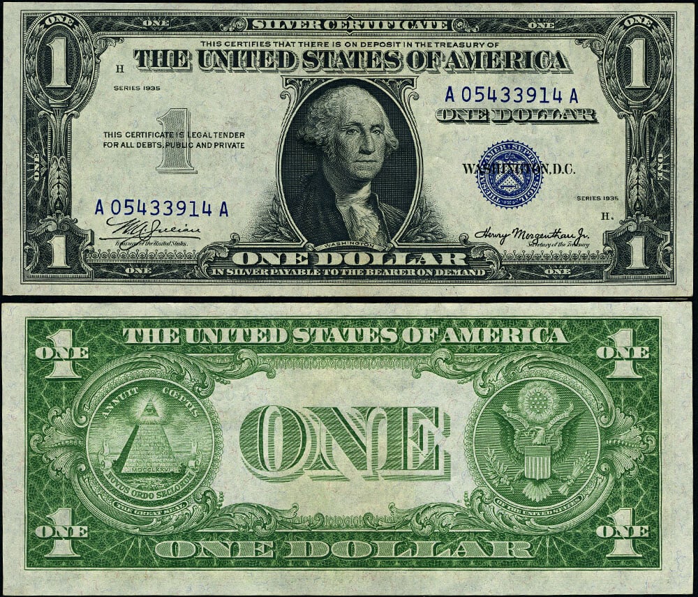 1935 $1 Silver Certificate FR 1607 Non-Mule A-A Block Choice Uncirculated (1 of 3)