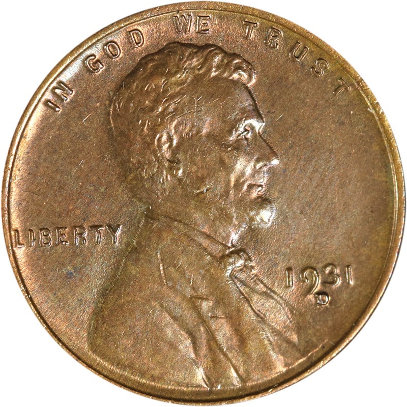 Copper 1931 Denver Mint Lincoln Cent Circulated Uncertified US Coin (1 of 2)