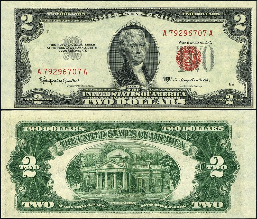 1953-C $2 Legal Tender FR. 1512 Choice Uncirculated Note (1 of 3)