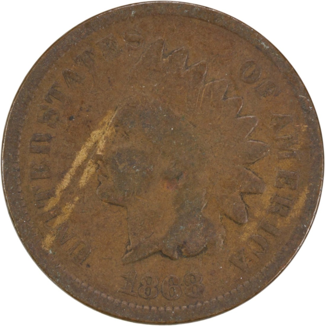 1868 Indian Head Cent G Uncertified Philadelphia Mint: 1868 Indian Head Cent G Uncertified Philadelphia Mint This 1868 Indian Cent features the iconic design by James Barton Longacre. Minted in Philadelphia, this small cent is a notable piece of American 