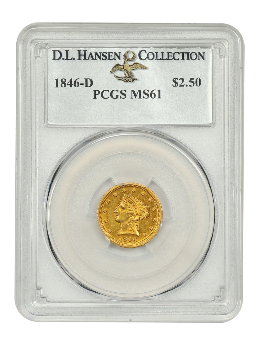1846-D PCGS MS61 Liberty Head $2.50 Gold Coin: 1846-D PCGS MS61 Liberty Head $2.50 Gold Coin This 1846-D $2.50 Liberty Head coin, certified by PCGS as MS61, is a remarkable addition to any numismatic collection. Struck at the Dahlonega mint, this 