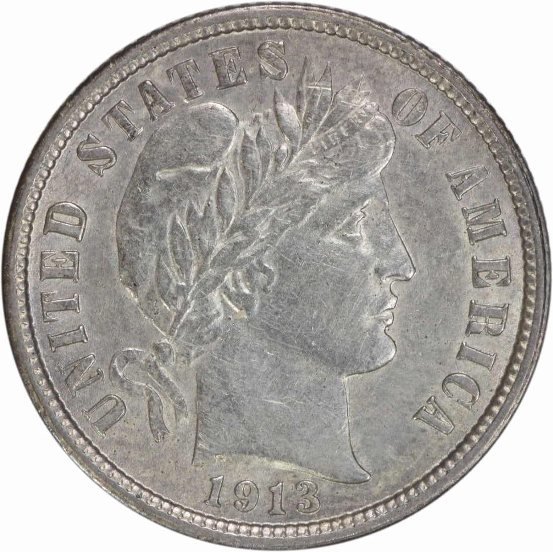 1913 Barber Silver Dime AU Uncertified 10C Philadelphia Mint (1 of 2)
