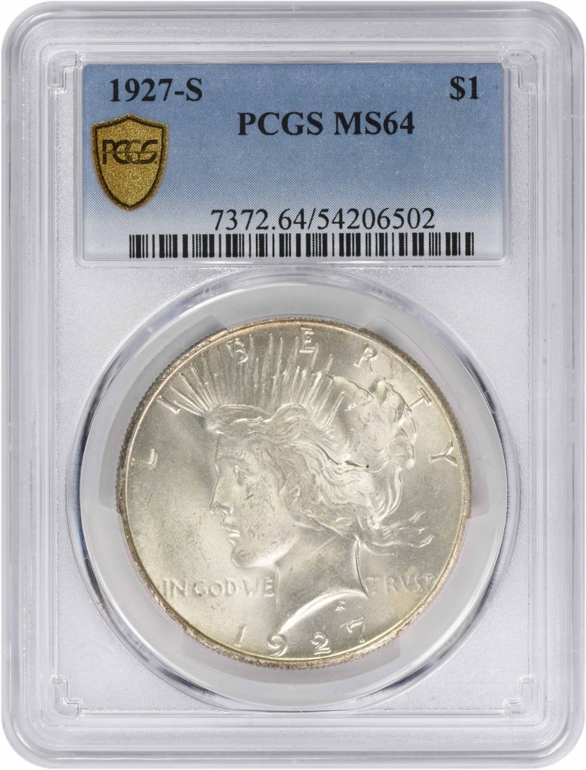 PCGS MS64 1927 San Francisco Peace Dollar Silver Uncirculated US Coin (1 of 4)