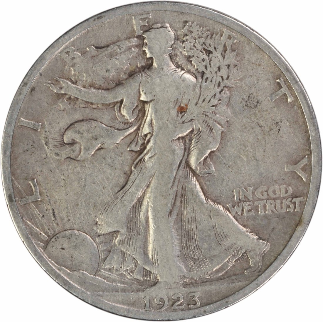 San Francisco Mint 1923-S Liberty Walking 50 Cent Silver Coin VF Uncertified: San Francisco Mint 1923-S Liberty Walking 50 Cent Silver Coin VF Uncertified This 1923-S Walking Liberty Half Dollar is a circulated coin from the San Francisco Mint. Designed by Adolph Alexander Wein