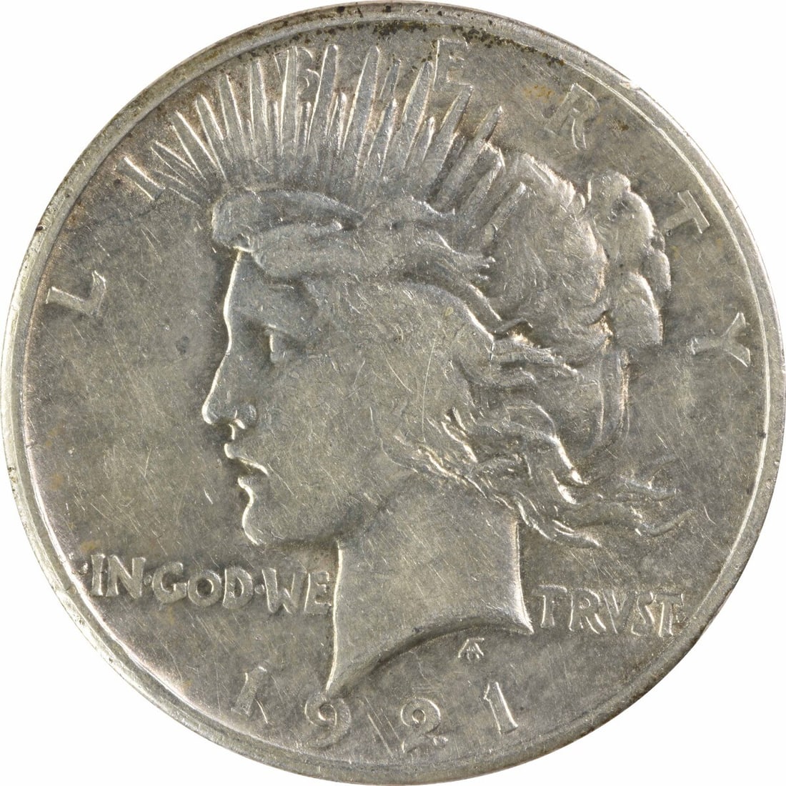 1921 Peace Silver Dollar Anthony de Francisci Uncertified Coin: 1921 Peace Silver Dollar Anthony de Francisci Uncertified Coin This 1921 Peace Silver Dollar is a beautiful representation of American numismatic history. Crafted in Philadelphia, this coin features a