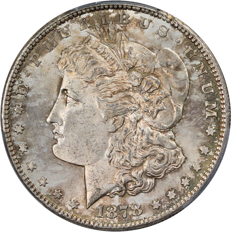 1878-S Morgan Silver Dollar PCGS MS64 Strong Strike Luster: 1878-S Morgan Silver Dollar PCGS MS64 Strong Strike Luster This exquisite 1878-S Morgan Silver Dollar is certified by PCGS with a grade of MS64, showcasing nice luster and a strong strike. The coin fe