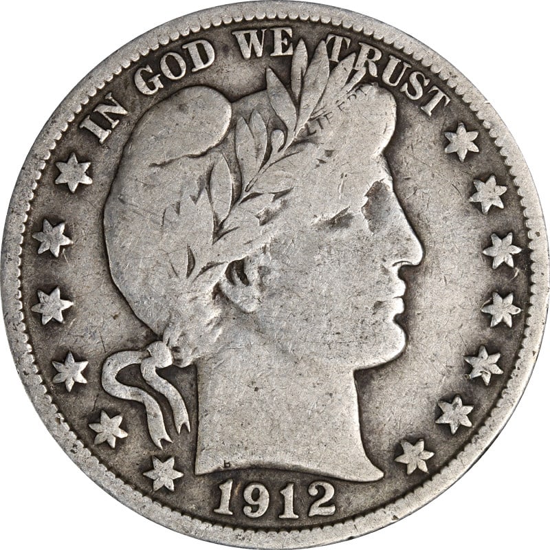 Silver 1912 San Francisco Barber Half Dollar Coin United States: Silver 1912 San Francisco Barber Half Dollar Coin United States This is a 1912-S Barber Half Dollar from the United States. The coin is composed of silver with a fineness of 0.9. It was minted in San 