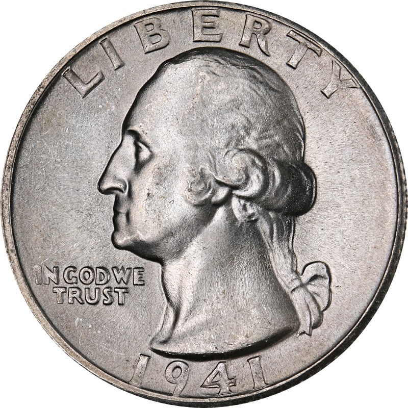 1941 San Francisco Mint Silver Washington Quarter Coin (1 of 2)