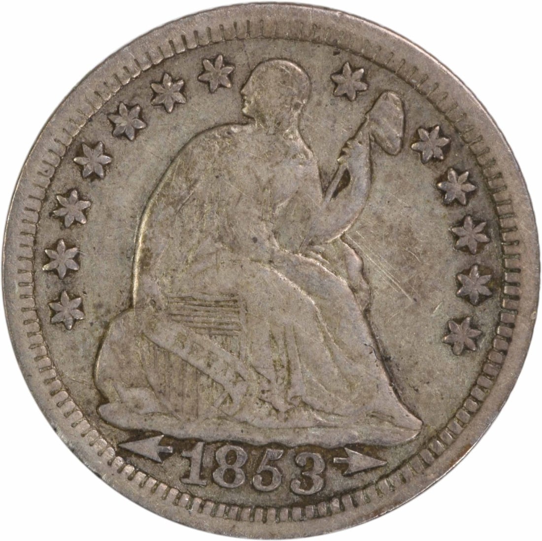 1853 Liberty Seated Half Dime 90% Silver Uncertified EF (1 of 2)