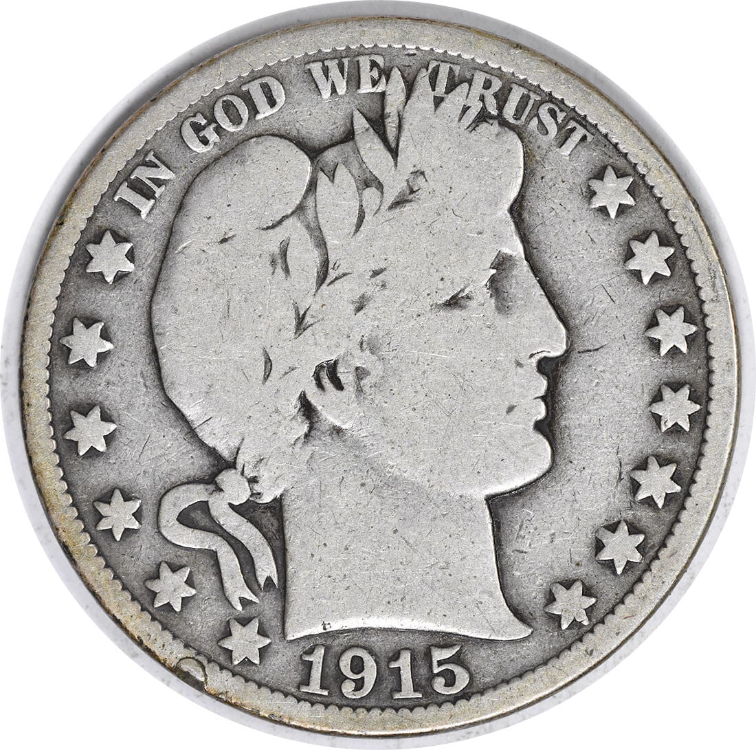 1915 Barber Silver Half Dollar VG 90% Silver Uncertified Coin (1 of 2)