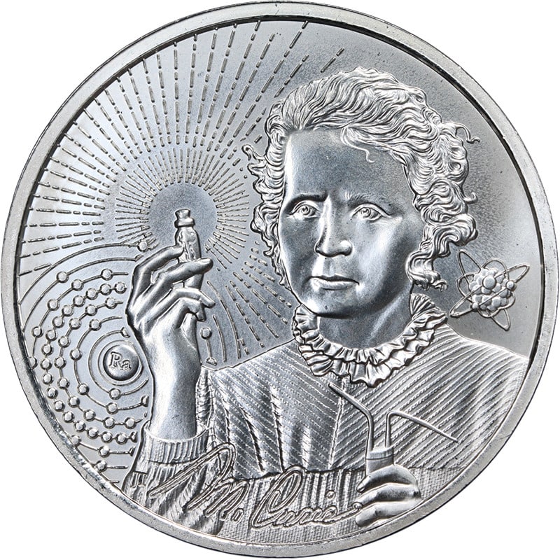 Marie Curie 2023 Niue 1 oz Silver Two Dollar Coin Uncirculated: Marie Curie 2023 Niue 1 oz Silver Two Dollar Coin Uncirculated This 2023 Niue $2 Icon of Inspiration coin honors Marie Curie and is crafted from 1 ounce of 99.9% fine silver. Featuring a superb eye ap