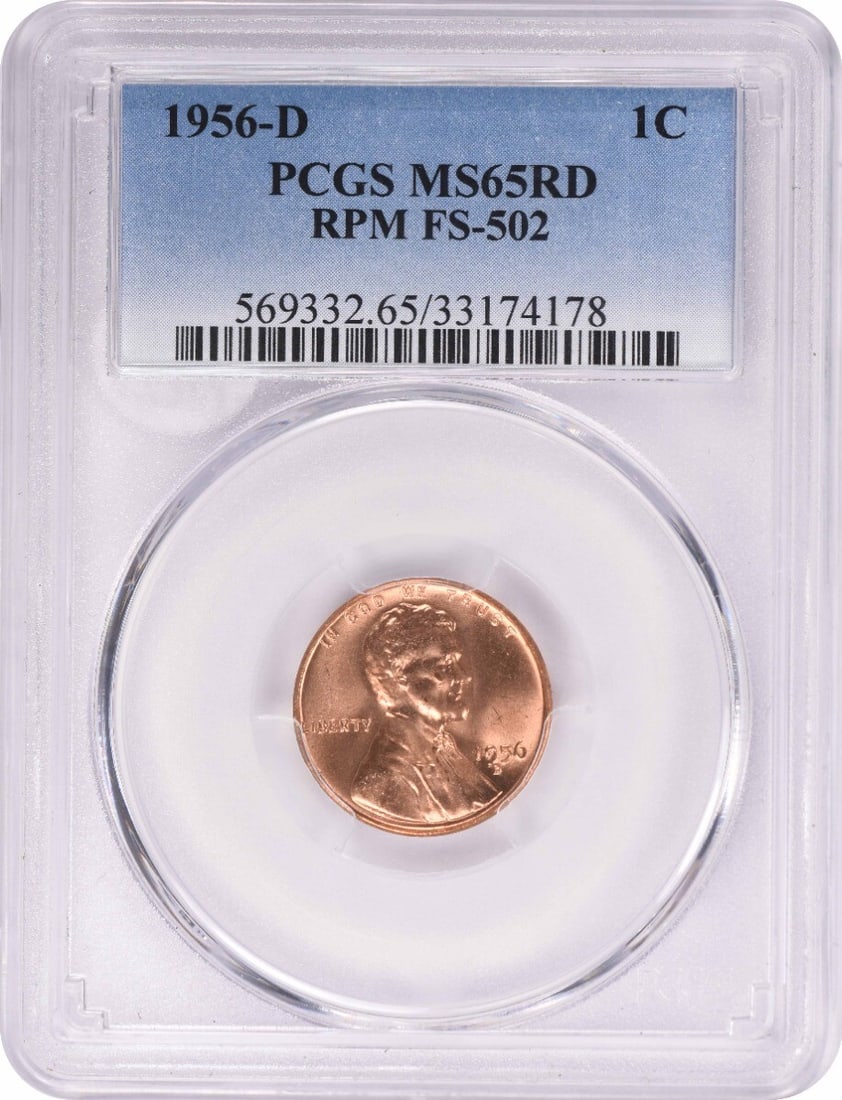 1956-D Lincoln Cent RPM FS-502 MS65RD Certified by PCGS (1 of 2)