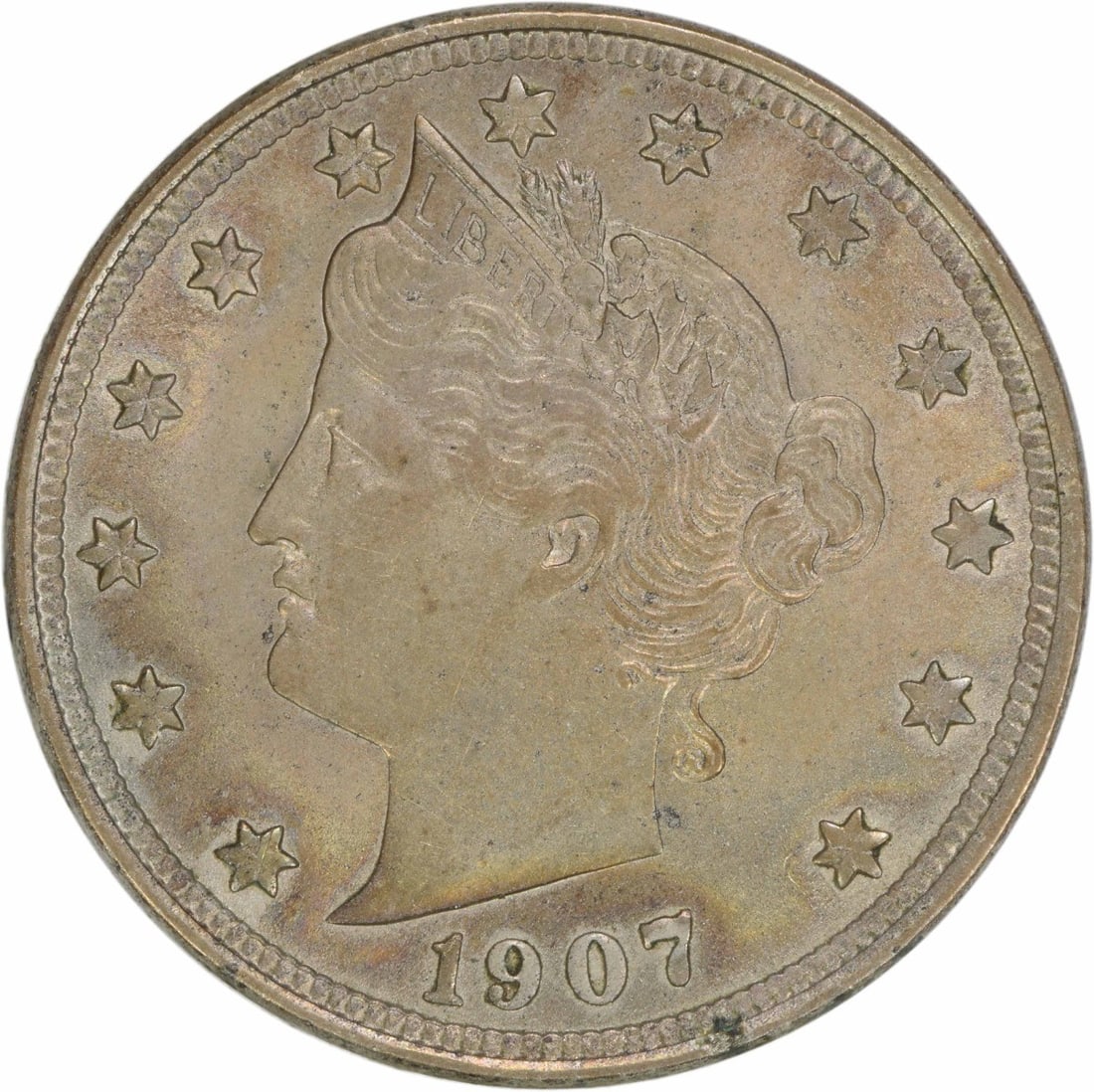 1907 Liberty Nickel AU Uncertified 5C Philadelphia Mint: 1907 Liberty Nickel AU Uncertified 5C Philadelphia Mint This 1907 Liberty Nickel features a beautiful design by Charles E. Barber, showcasing the iconic Liberty motif. The coin, which is circulated, o