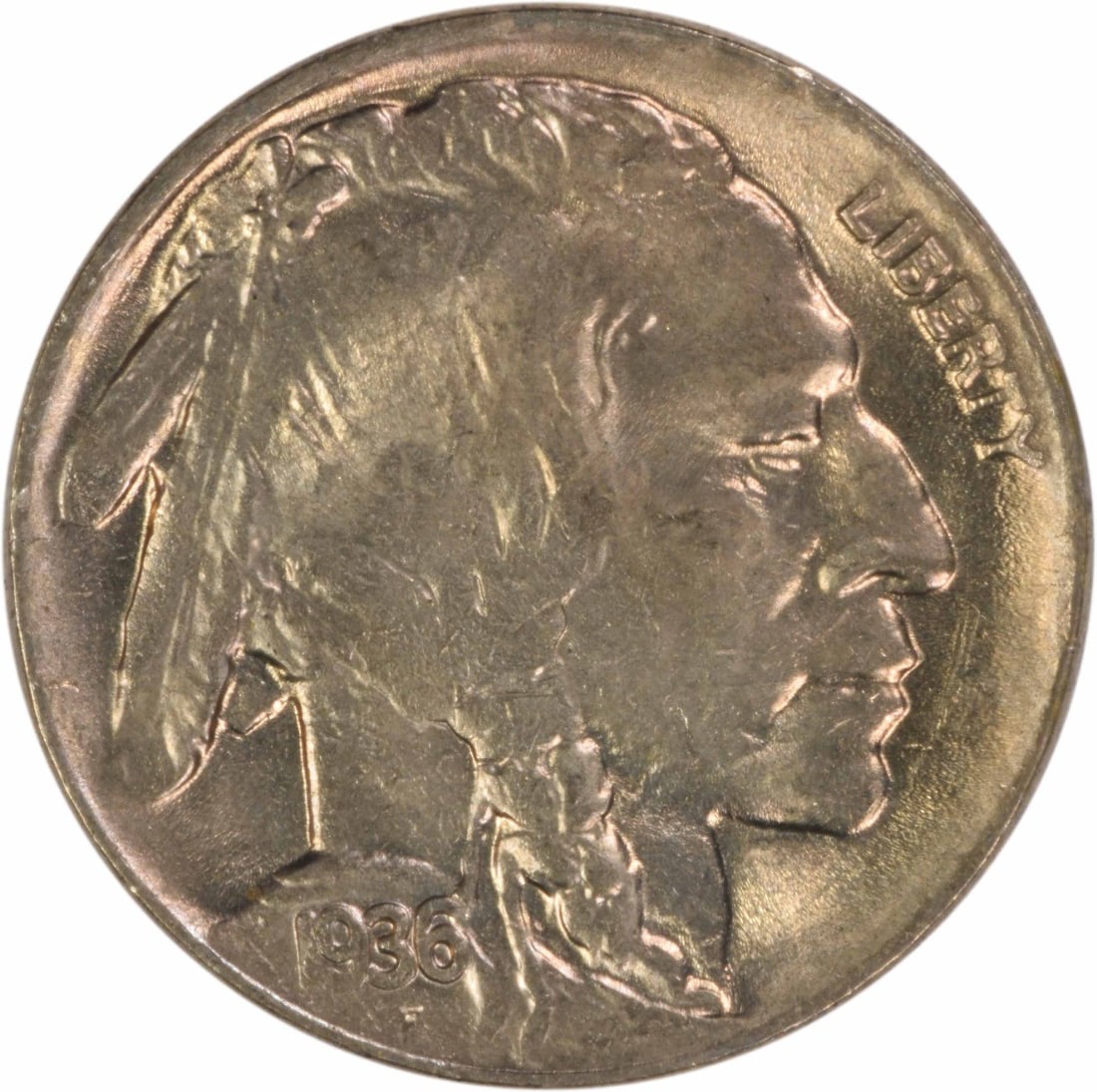 1936 D United States Buffalo Nickel Choice Brilliant Uncirculated: 1936 D United States Buffalo Nickel Choice Brilliant Uncirculated This 1936-D Buffalo Nickel is presented in Choice Brilliant Uncirculated (BU+) condition. Uncertified, this pre-owned coin was minted 