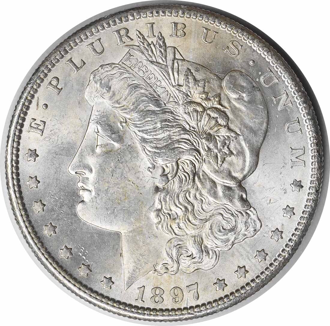 Choice BU 1897 San Francisco Morgan Silver Dollar Uncertified: Choice BU 1897 San Francisco Morgan Silver Dollar Uncertified This is an 1897-S Morgan Silver Dollar from the United States. The coin is uncirculated and graded as Choice Brilliant Uncirculated (BU). 