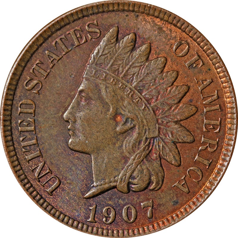 United States 1907 Copper Indian Head One Cent Coin: United States 1907 Copper Indian Head One Cent Coin This 1907 Indian Cent is a circulated coin from the United States, composed of copper. It is pre-owned and uncertified, making it a collectible item