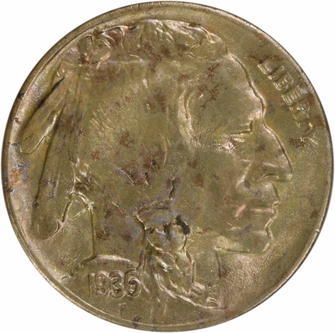 Uncirculated 1936 D Buffalo Five Cent Nickel Choice BU Uncertified: Uncirculated 1936 D Buffalo Five Cent Nickel Choice BU Uncertified This is a 1936-D Buffalo Nickel graded as Choice Brilliant Uncirculated. The coin is uncertified and features a mint mark from Denver