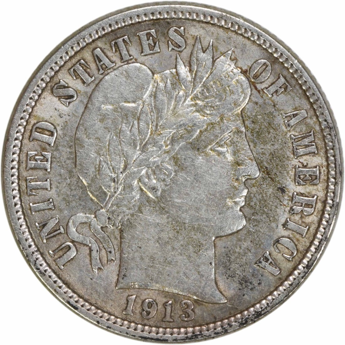 1913 Barber Silver Dime AU Uncertified 10C (1 of 2)