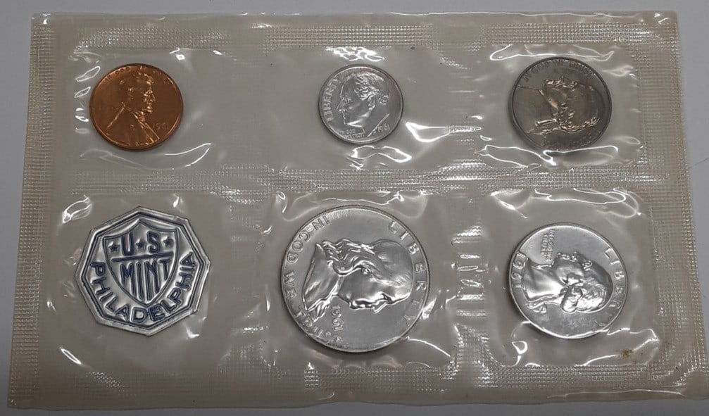 Five Coin 1961 US Mint Silver Proof Set in Original Envelope (1 of 3)