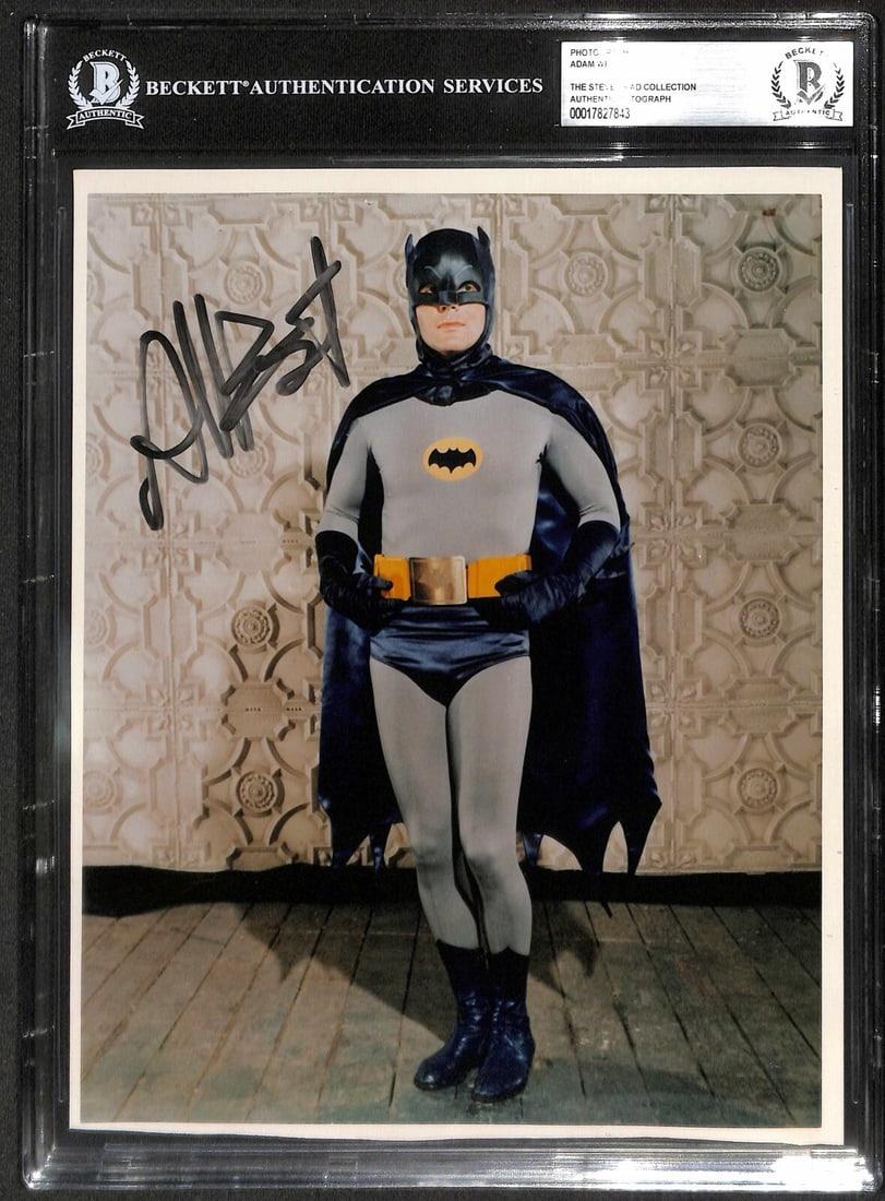 Adam West Signed 8x10 Batman Photo Beckett Authenticated: Adam West Signed 8x10 Batman Photo Beckett Authenticated This 8x10 photograph captures the iconic portrayal of Batman by Adam West in the beloved 1960s TV series. Hand-signed in blue permanent marker 