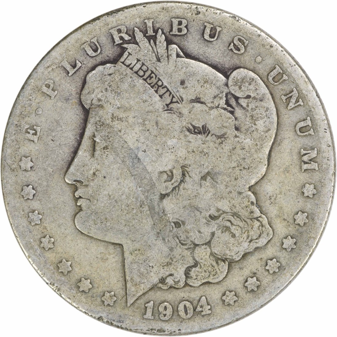 1904-S Morgan Silver Dollar 90% Silver VG Uncertified: 1904-S Morgan Silver Dollar 90% Silver VG Uncertified This 1904-S Morgan Silver Dollar is a classic piece of American coinage. It features a beautiful design by George T. Morgan and is composed of 90%