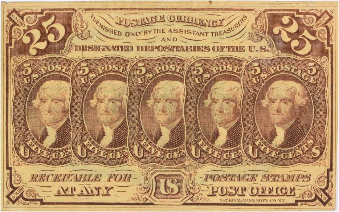 EF Grade United States 25 Cent Fractional Currency Uncertified (1 of 2)