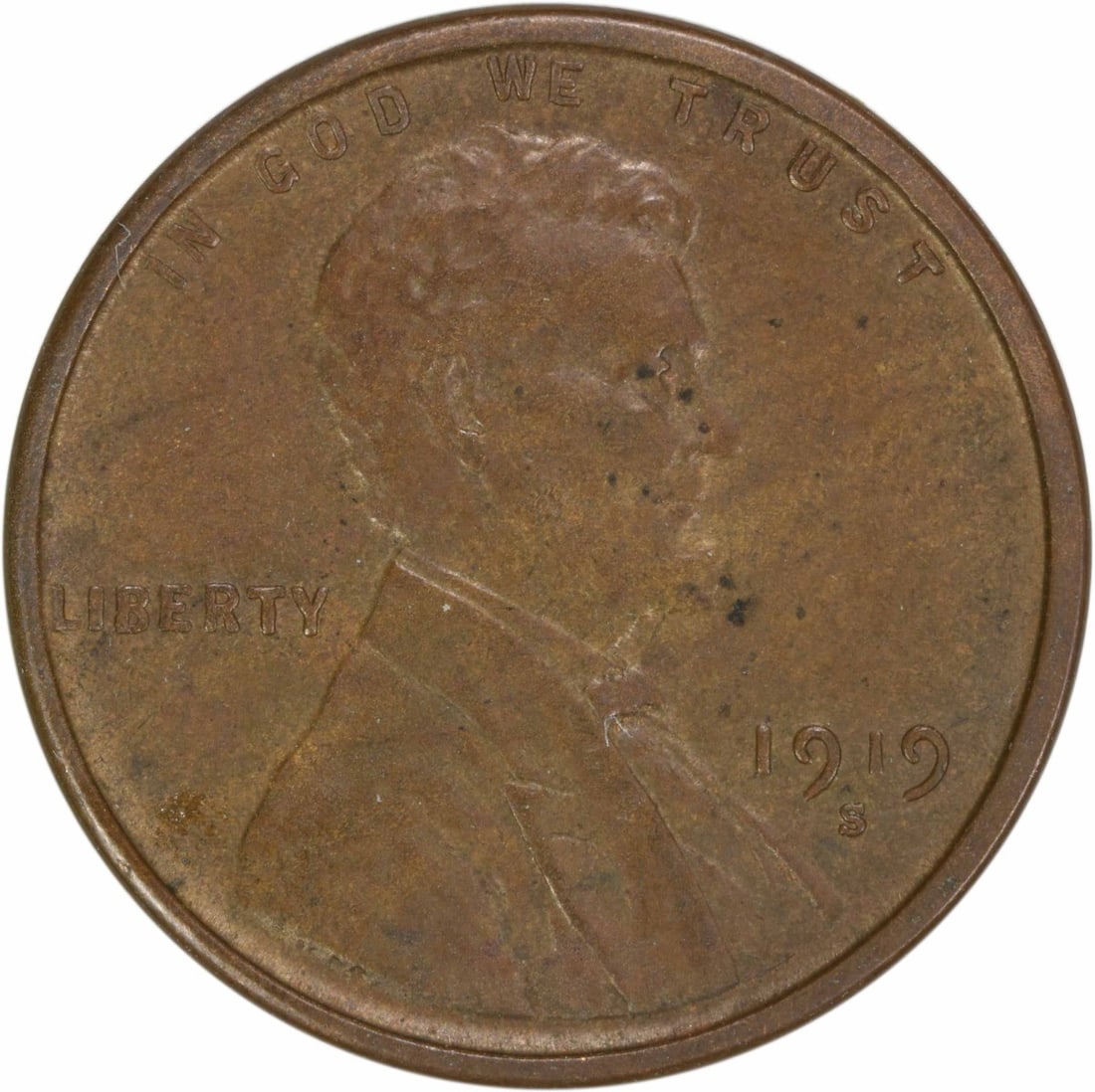 1919-S Lincoln Wheat Cent BU Uncertified Copper Coin: 1919-S Lincoln Wheat Cent BU Uncertified Copper Coin This 1919-S Lincoln Cent is an uncirculated coin featuring the iconic Lincoln Wheat design. Made of copper, it is in Brilliant Uncirculated (BU) co