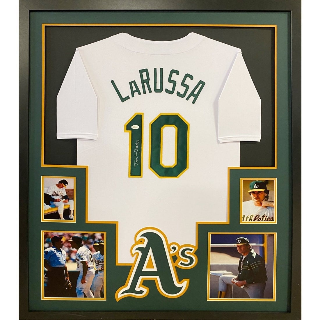 Tony LaRussa Autographed Framed Jersey Oakland Athletics JSA Certified: Tony LaRussa Autographed Framed Jersey Oakland Athletics JSA Certified This framed jersey features an authentic autograph from Tony LaRussa, a distinguished figure in Oakland Athletics history. It is 