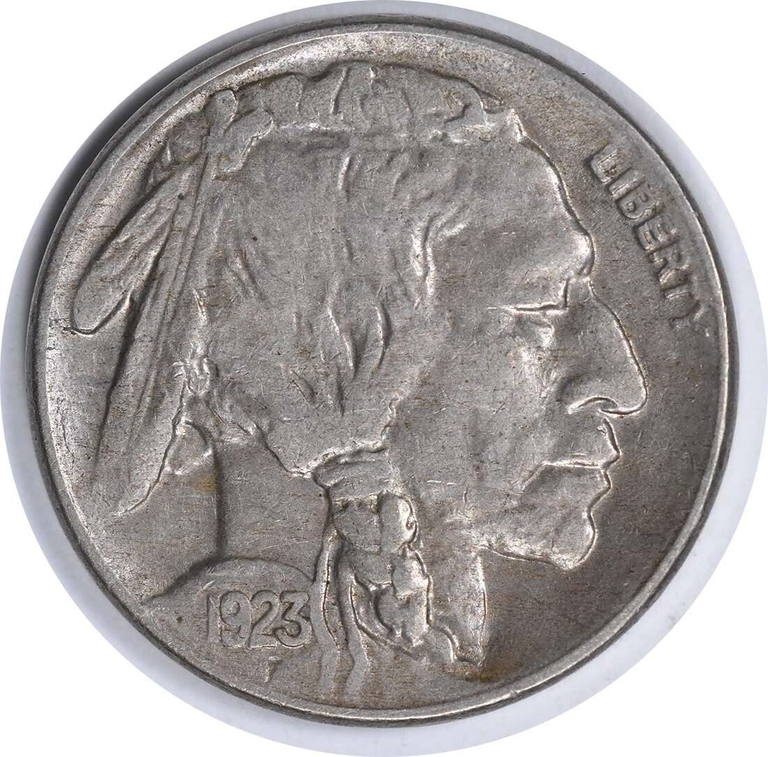 1923-S Buffalo Nickel XF Uncertified 5C Coin: 1923-S Buffalo Nickel XF Uncertified 5C Coin This 1923-S Buffalo Nickel is a circulated coin, showcasing the iconic Buffalo design. It is categorized as Extra Fine (XF) grade, indicating it retains cl
