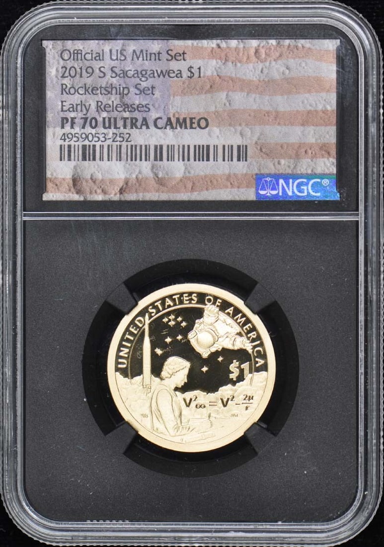 2019-S Sacagawea $1 Proof Coin NGC PF 70 UC Uncirculated: 2019-S Sacagawea $1 Proof Coin NGC PF 70 UC Uncirculated This 2019-S Sacagawea dollar coin features a stunning proof strike and is graded PR70 by NGC, ensuring its exceptional quality. As an uncircula