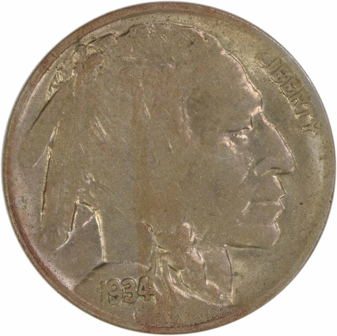 1934 Denver Buffalo Nickel About Uncirculated Uncertified US Five Cent Coin: 1934 Denver Buffalo Nickel About Uncirculated Uncertified US Five Cent Coin This 1934-D Buffalo Nickel from the Denver Mint is a circulated coin graded as About Uncirculated (AU). Designed by James Ea