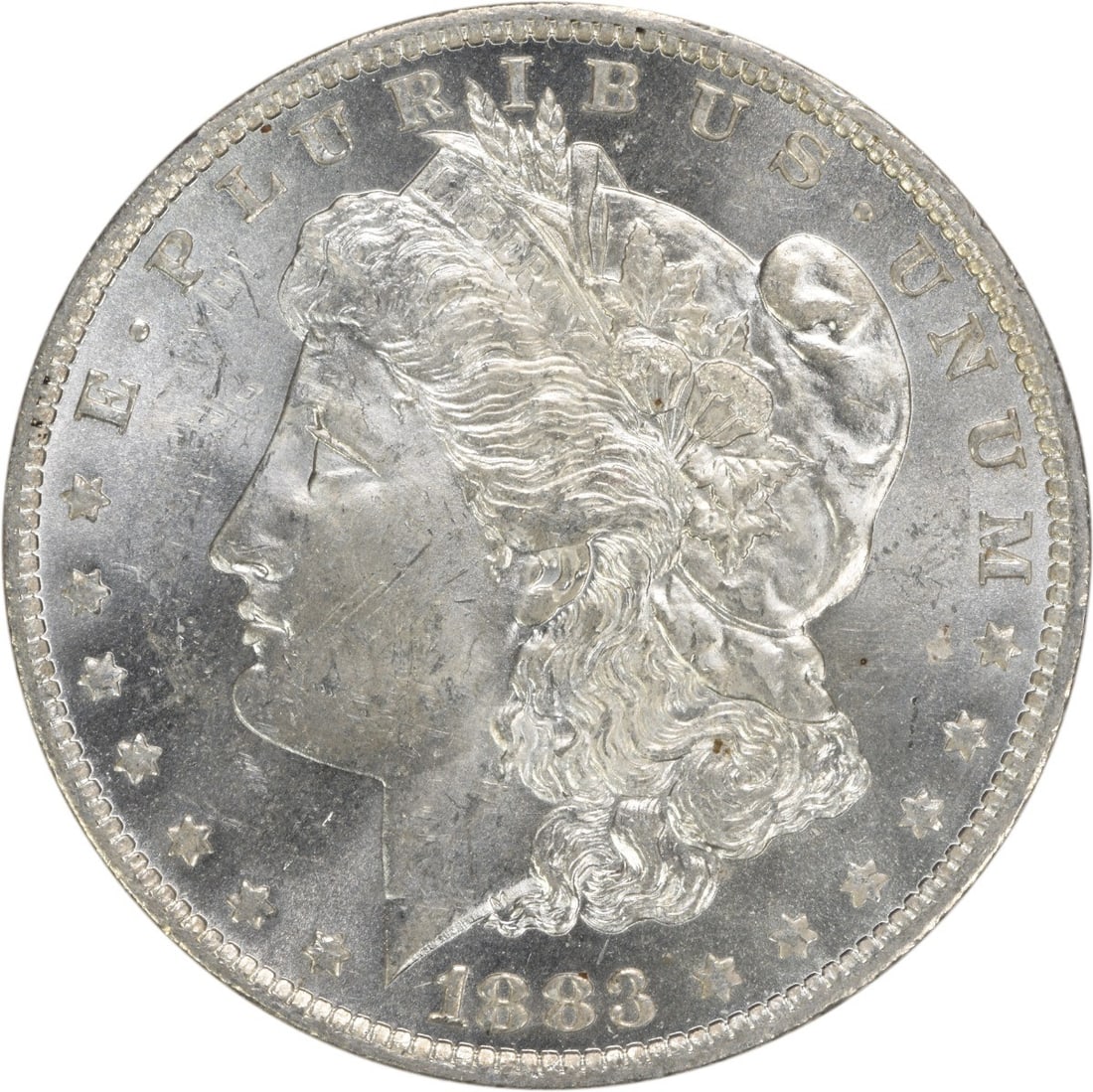 Uncirculated 1883-O Morgan Dollar Silver Coin Choice BU Uncertified: Uncirculated 1883-O Morgan Dollar Silver Coin Choice BU Uncertified This is an uncirculated 1883-O Morgan Silver Dollar, graded as Choice Brilliant Uncirculated. The coin was minted in New Orleans and