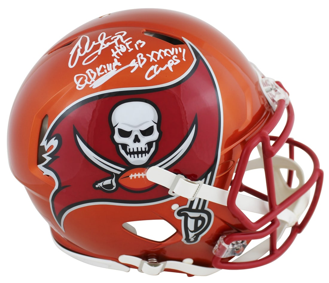 Warren Sapp Signed Buccaneers Flash Full Size Helmet with HOF Inscription BAS: Warren Sapp Signed Buccaneers Flash Full Size Helmet with HOF Inscription BAS Celebrate the legendary career of Warren Sapp with this autographed Flash Full Size Speed Proline Helmet, featuring the in