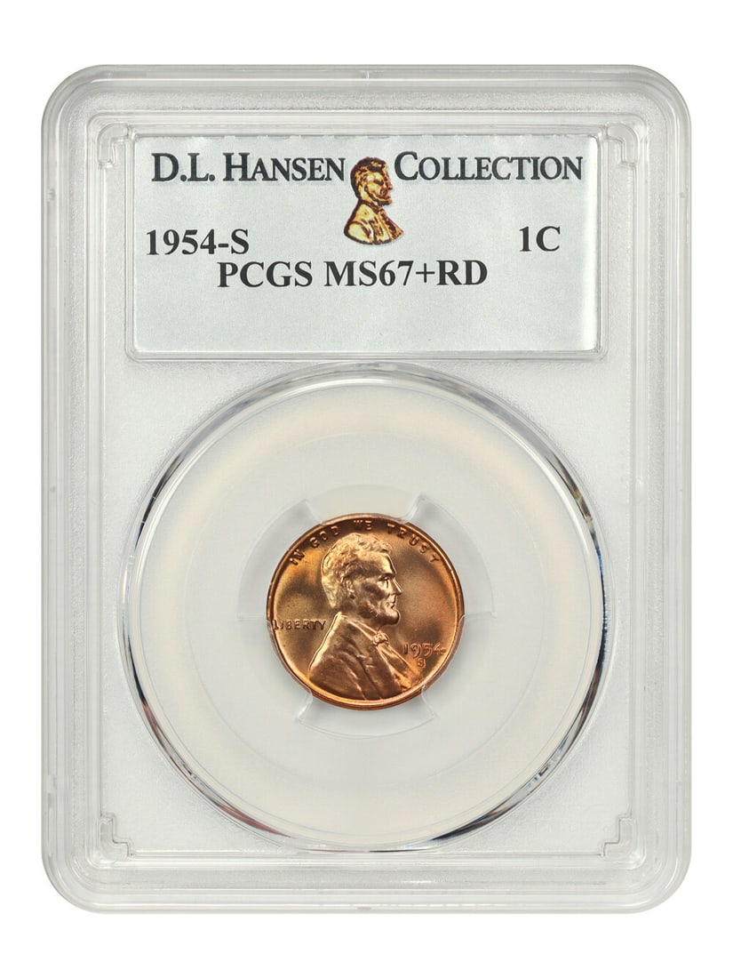 1954-S 1C PCGS MS67+ RD Lincoln Wheat Cent Blazing Red: 1954-S 1C PCGS MS67+ RD Lincoln Wheat Cent Blazing Red This stunning 1954-S Lincoln Cent, graded MS67+ RD by PCGS, showcases exceptional quality with its blazing red hue. As an uncirculated piece from